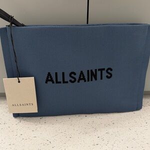 All Saints steel blue clutch